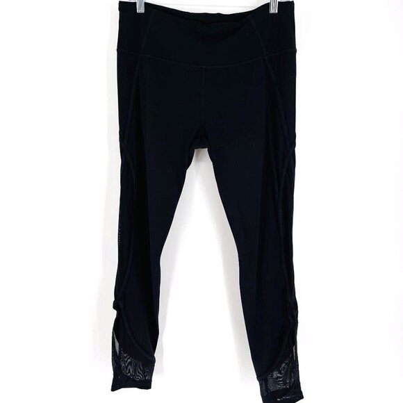 Athleta Size L Tall Black Salutation Cut Out Leggings - Picture 2 of 7